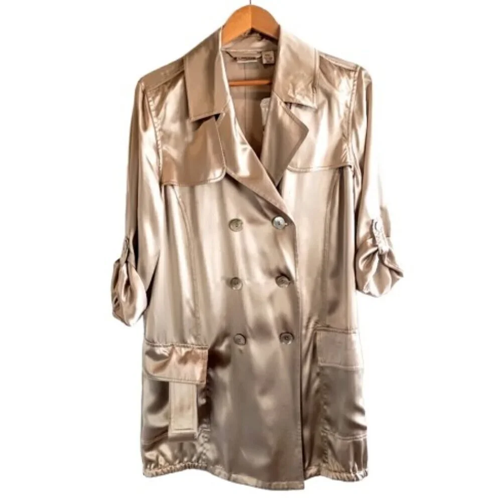 Chico's Manillo Smokey Pearl Silk Charmeuse Jacket NWT